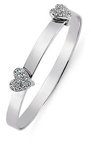 Children's 925 Sterling Silver CZ Heart Expandable Bangle