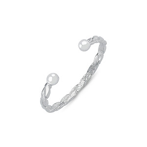 925 Sterling Silver Children's Polished & Barked Rope Torque Bangle