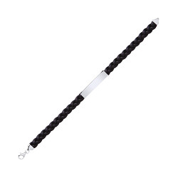 Gents Black Leather Plait Bracelet With 925 Sterling Silver Design ID