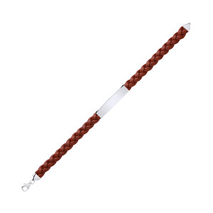 Gents Brown Leather Plait Bracelet With 925 Sterling Silver Design ID