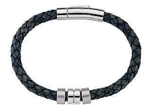 Gents Stainless Steel Leather Magnetic Bracelet