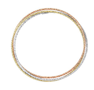 925 Sterling Silver 3 Colour Frosted Russian Bangle