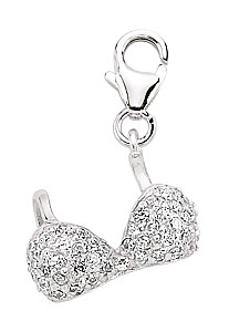 925 Sterling Silver Crystal Bra Charm