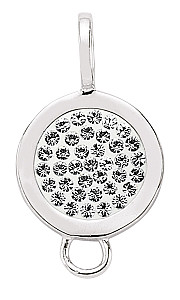 925 Sterling Silver Circle Charm with Cubic Zirconia Stones