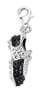 925 Sterling Silver Crystal Black Football Boot Charm