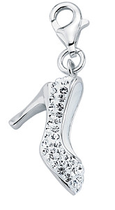 925 Sterling Silver Crystal White High Heel Charm