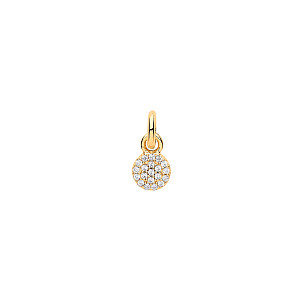 Gold Plated CZ Circle Disc Charm