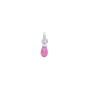 Silver Pink Crytal Stone Charm