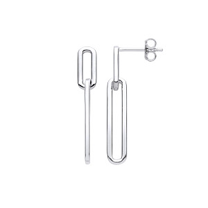 Silver Paper Link Chain Drop Earrings