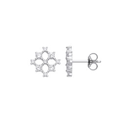 Silver CZ Fancy Square Stud Earrings