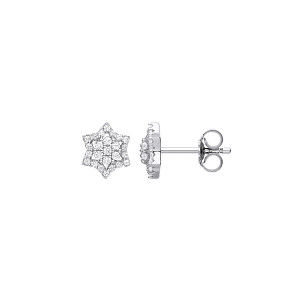 Silver CZ Star Stud Earrings