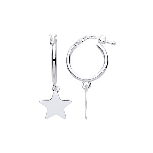 Silver Star Hoop Earrings
