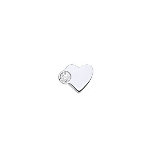 Silver Single Stone Heart Stud Earrings