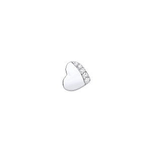 Silver CZ & Polished Heart Stud Earrings