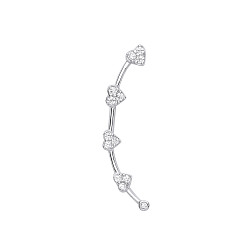 Silver CZ Heart Fancy Cuff Stud Earrings