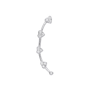 Silver CZ Heart Fancy Cuff Stud Earrings