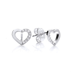 Silver CZ Fancy Heart Stud Earrings