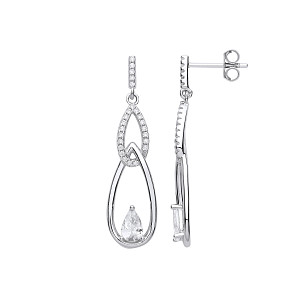 Silver CZ Fancy Drop Earrings