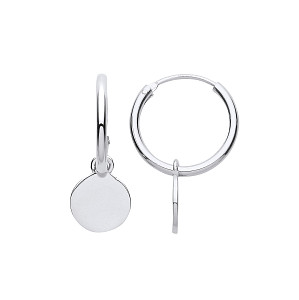Silver Disc Hoop Earrings