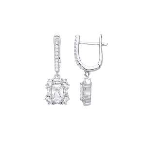 Silver CZ Fancy Drop Earrings