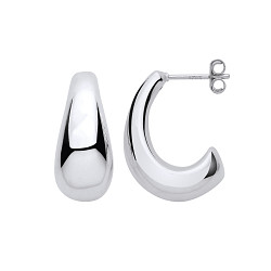 925 Silver Tapered Dome Hoop Earrings