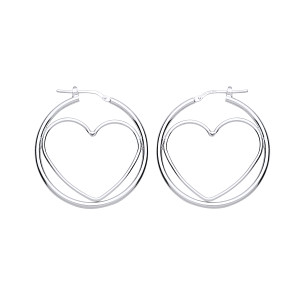 925 Sterling Silver Heart Hoop Earrings