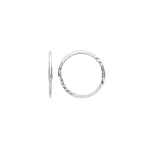 Silver12ml Hinged Diamond Cut Hoop Earrings