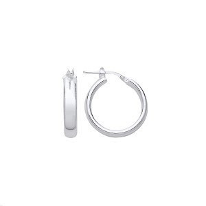 Silver 15mm Flat Hoop Earrings