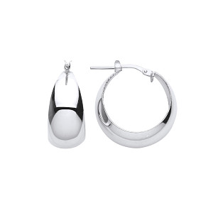 Silver Platinum Plate Wide Graduated Hoop Earrings