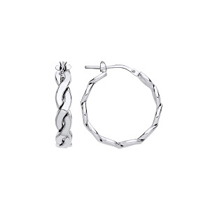 Platinum Plate 20mm Flat Twist Hoop Earrings