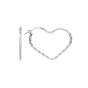Platinum Plate Heart Hoop Earrings