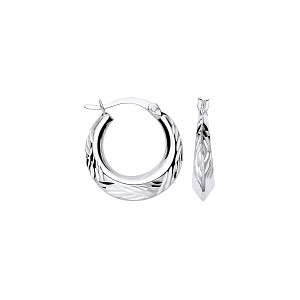 925 Silver Diamond Cut Creole Earrings
