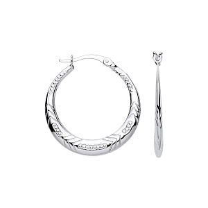 925 Silver Creole Patterned Earrings