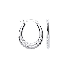 925 Silver Oval Creole Earrings