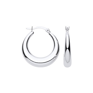 925 Silver Polished Round Creole Earrings
