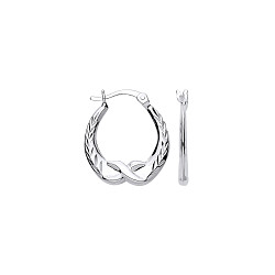 925 Silver Diamond Cut Infinity Creole Earrings