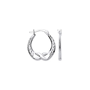 925 Silver Diamond Cut Infinity Creole Earrings