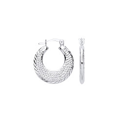 925 Silver Faceted Creole Earrings