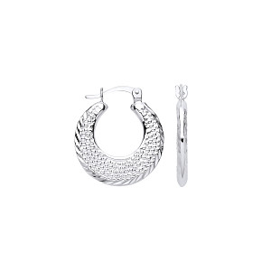 925 Silver Faceted Creole Earrings