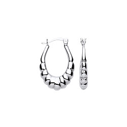 925 Silver Overlapping Oval Creole Earrings