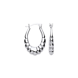 925 Silver Overlapping Oval Creole Earrings