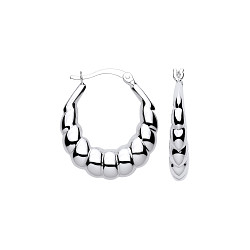925 Silver Overlapping Oval Creole Earrings