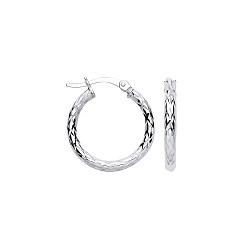 925 Silver Diamond Cut Hoop Earrings
