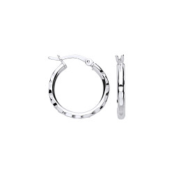925 Silver Diamond Cut Hoop Earrings