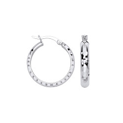 925 Silver Diamond Cut Hoop Earrings