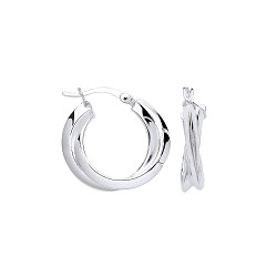 925 Silver Interlocking Hoop Earrings