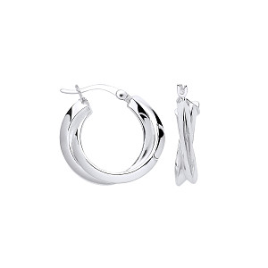925 Silver Interlocking Hoop Earrings