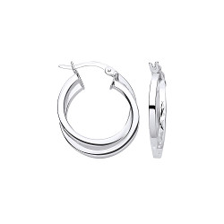 925 Silver Interlocking Polished Hoop Earrings