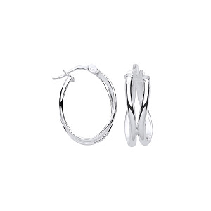 925 Silver Double Row Oval Hoop Earrings
