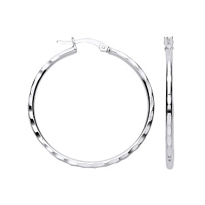 925 Silver Diamond Cut Hoop Earrings